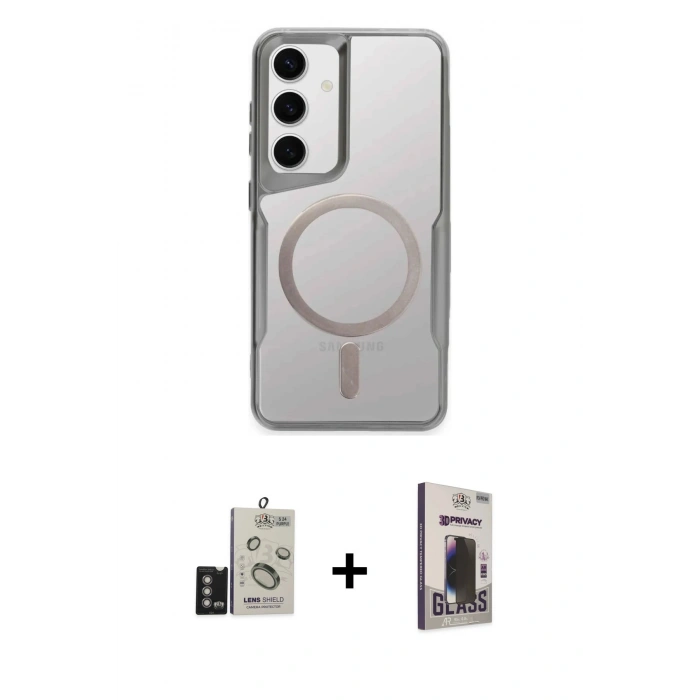 MARSİLYAN™- Galaxy S24 Kılıf Yadigar Klasik Özel Seri - Siyah Bilvis Hayalet Cam Ekran Koruyucu + Bilvis Titan Kamera Lens - DNMR
