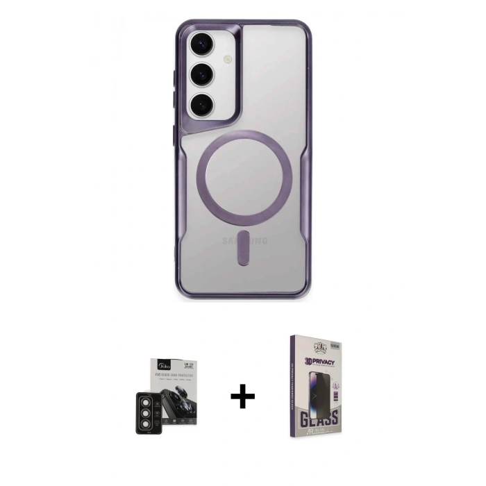 MARSİLYAN™- Galaxy S24 Kılıf Yadigar Klasik Özel Seri - Siyah Bilvis Hayalet Cam Ekran Koruyucu + PVD Metal Kamera Lens - TNGI