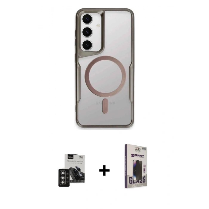 MARSİLYAN™- Galaxy S24 Kılıf Yadigar Klasik Özel Seri - Siyah Bilvis Hayalet Cam Ekran Koruyucu + PVD Metal Kamera Lens - TNGI