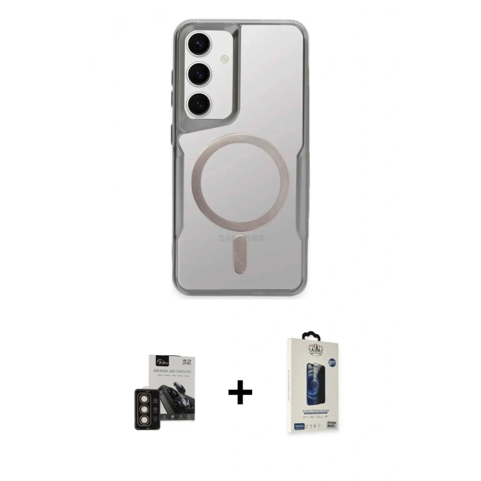 MARSİLYAN™- Galaxy S24 Kılıf Yadigar Klasik Özel Seri - Siyah Bilvis Hayalet Cam Ekran Koruyucu + PVD Metal Kamera Lens - GD