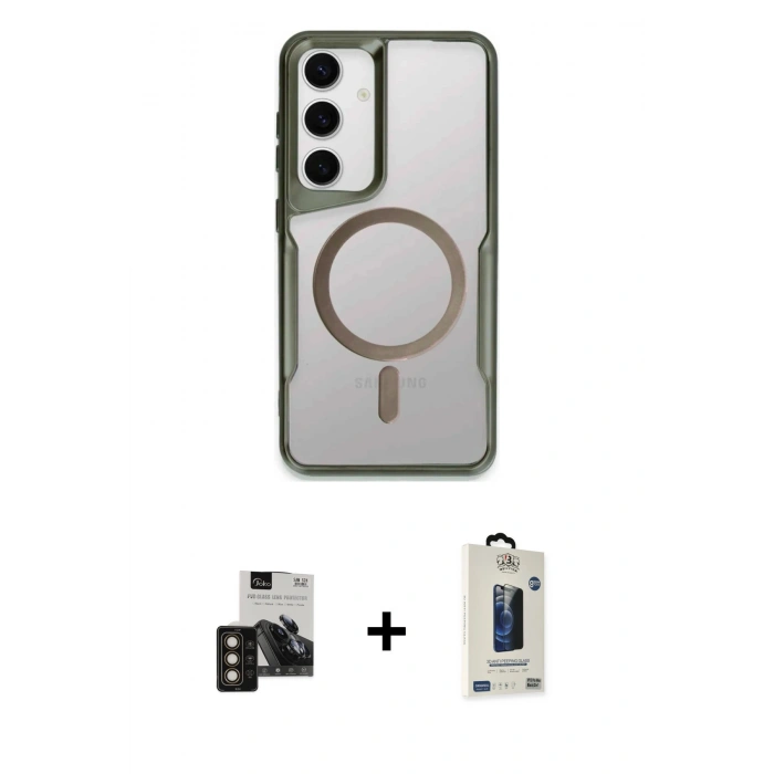 MARSİLYAN™- Galaxy S24 Kılıf Yadigar Klasik Özel Seri - Siyah Bilvis Hayalet Cam Ekran Koruyucu + PVD Metal Kamera Lens - GD