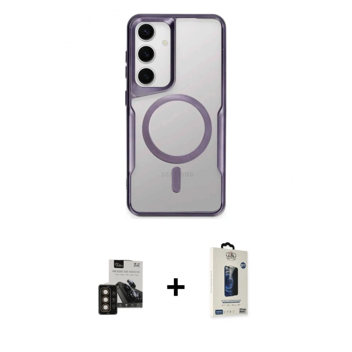 MARSİLYAN™- Galaxy S24 Kılıf Yadigar Klasik Özel Seri - Siyah Bilvis Hayalet Cam Ekran Koruyucu + PVD Metal Kamera Lens - GD