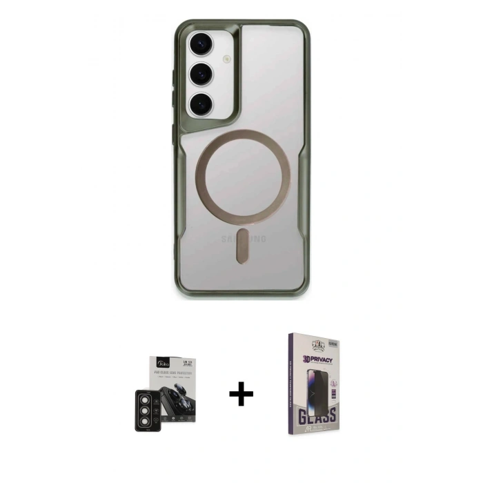MARSİLYAN™- Galaxy S24 Kılıf Yadigar Klasik Özel Seri - Siyah Bilvis Hayalet Cam Ekran Koruyucu + PVD Metal Kamera Lens - TNGI