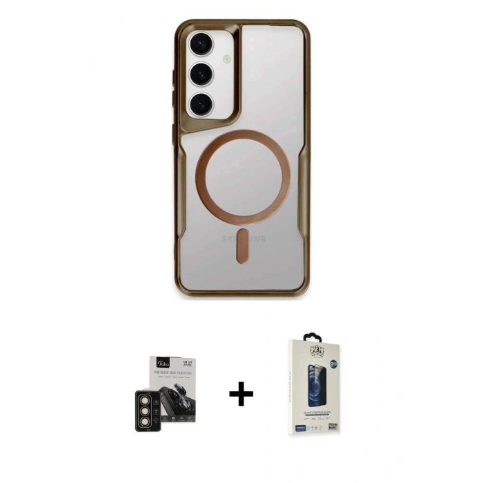 MARSİLYAN™- Galaxy S24 Kılıf Yadigar Klasik Özel Seri - Siyah Bilvis Hayalet Cam Ekran Koruyucu + PVD Metal Kamera Lens - GD