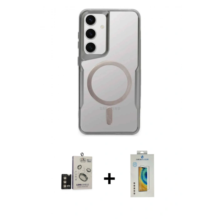 MARSİLYAN™- Galaxy S24 Kılıf Yadigar Klasik Özel Seri - Siyah Polymer Nano Ekran Koruyucu + Bilvis Titan Kamera Lens - GD