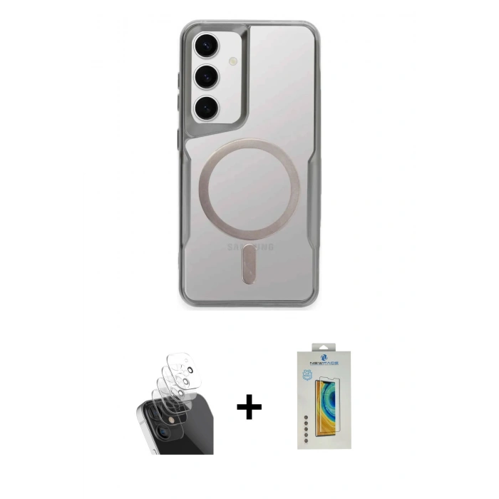 MARSİLYAN™- Galaxy S24 Kılıf Yadigar Klasik Özel Seri - Siyah Polymer Nano Ekran Koruyucu + Kamera Lens Koruma Cam - SF