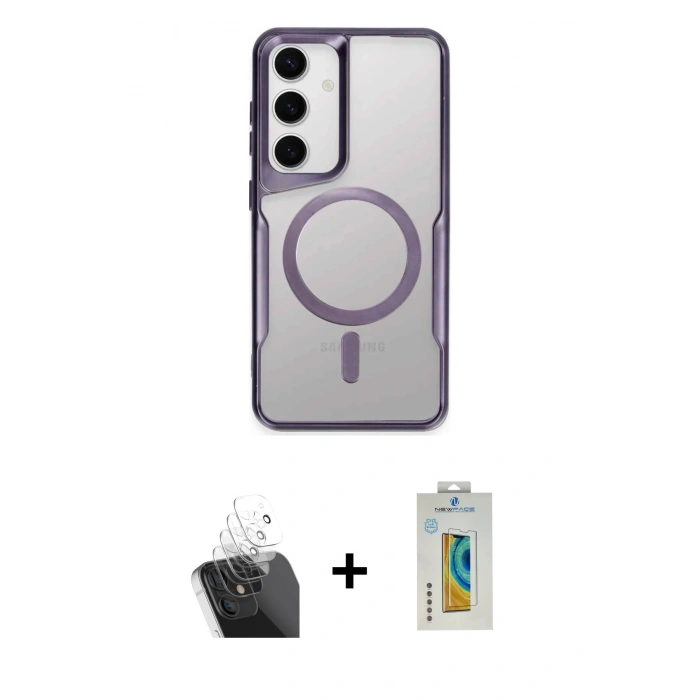 MARSİLYAN™- Galaxy S24 Kılıf Yadigar Klasik Özel Seri - Siyah Polymer Nano Ekran Koruyucu + Kamera Lens Koruma Cam - SF