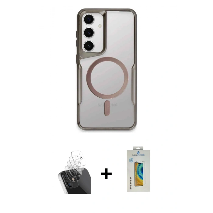MARSİLYAN™- Galaxy S24 Kılıf Yadigar Klasik Özel Seri - Siyah Polymer Nano Ekran Koruyucu + Kamera Lens Koruma Cam - SF