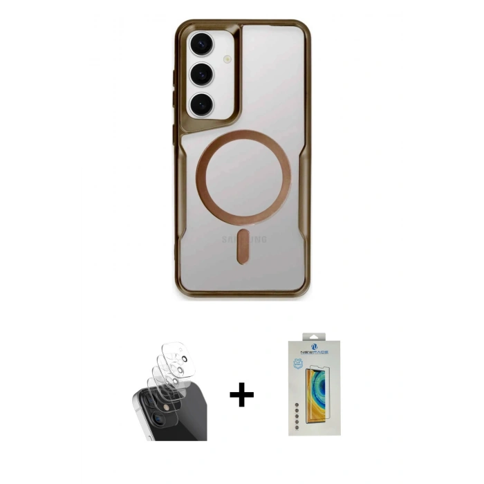 MARSİLYAN™- Galaxy S24 Kılıf Yadigar Klasik Özel Seri - Siyah Polymer Nano Ekran Koruyucu + Kamera Lens Koruma Cam - SF