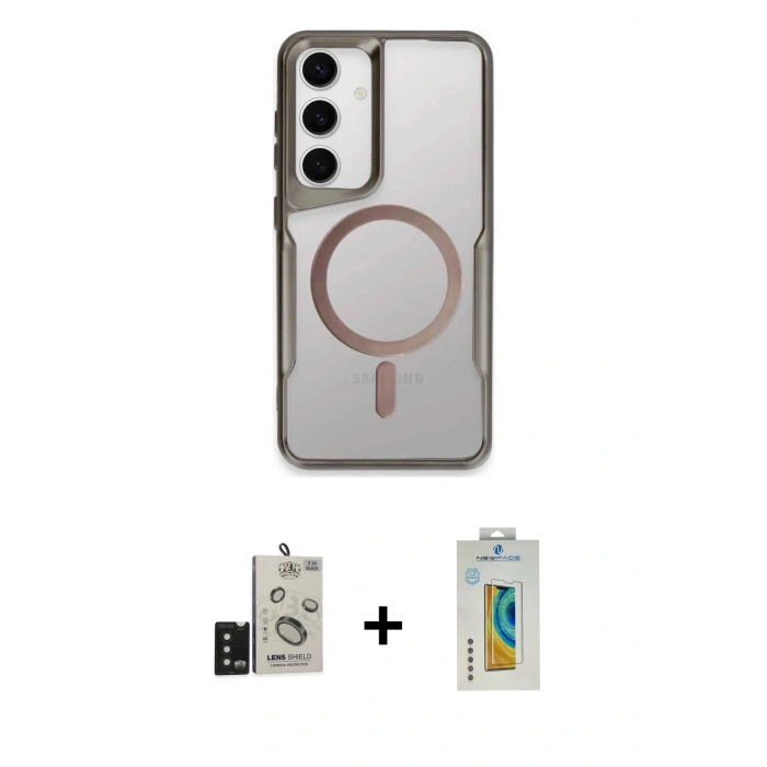 MARSİLYAN™- Galaxy S24 Kılıf Yadigar Klasik Özel Seri - Siyah Polymer Nano Ekran Koruyucu + Bilvis Titan Kamera Lens - SH