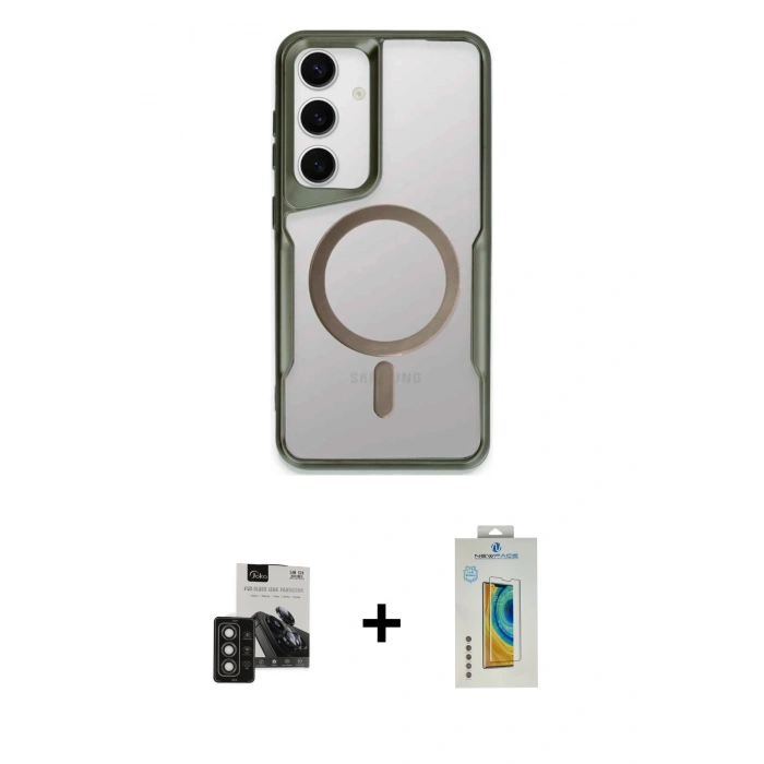 MARSİLYAN™- Galaxy S24 Kılıf Yadigar Klasik Özel Seri - Siyah Polymer Nano Ekran Koruyucu + PVD Metal Kamera Lens - TNGI