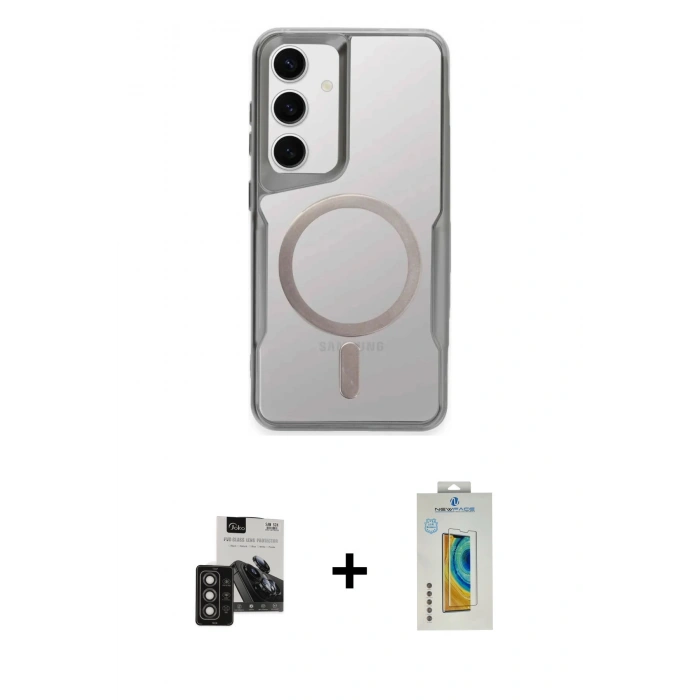 MARSİLYAN™- Galaxy S24 Kılıf Yadigar Klasik Özel Seri - Siyah Polymer Nano Ekran Koruyucu + PVD Metal Kamera Lens - TNGI
