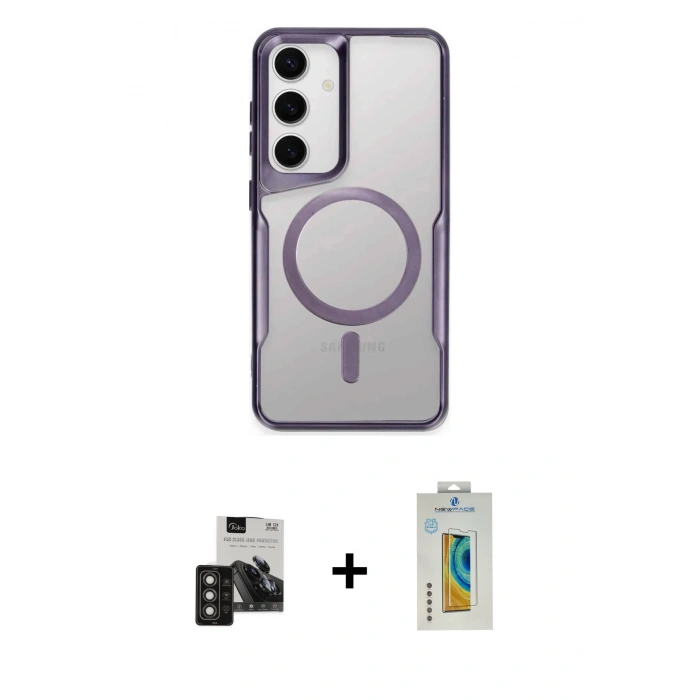 MARSİLYAN™- Galaxy S24 Kılıf Yadigar Klasik Özel Seri - Siyah Polymer Nano Ekran Koruyucu + PVD Metal Kamera Lens - TNGI