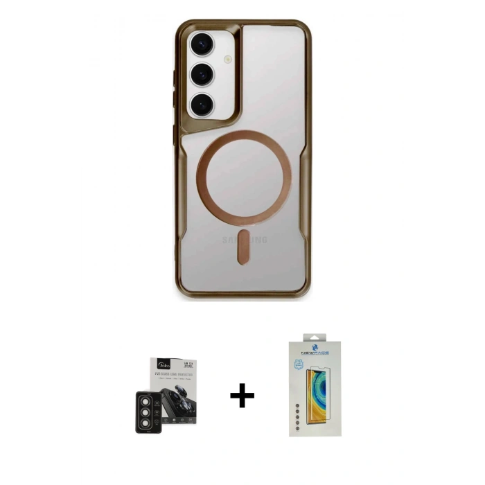 MARSİLYAN™- Galaxy S24 Kılıf Yadigar Klasik Özel Seri - Siyah Polymer Nano Ekran Koruyucu + PVD Metal Kamera Lens - TNGI