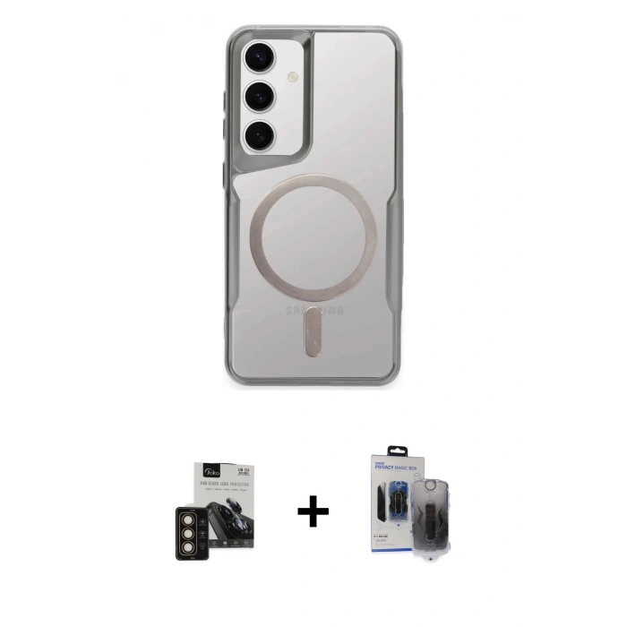 MARSİLYAN™- Galaxy S24 Kılıf Yadigar Klasik Özel Seri - Siyah Vanessa Magic Hayalet Cam + PVD Metal Kamera Lens - GD