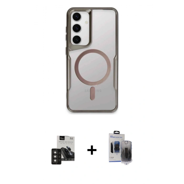 MARSİLYAN™- Galaxy S24 Kılıf Yadigar Klasik Özel Seri - Siyah Vanessa Magic Hayalet Cam + PVD Metal Kamera Lens - TNGI