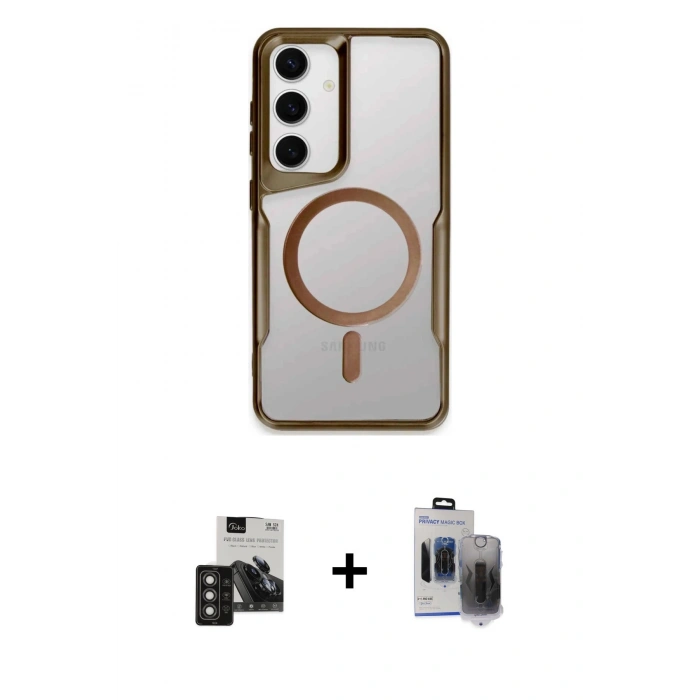 MARSİLYAN™- Galaxy S24 Kılıf Yadigar Klasik Özel Seri - Siyah Vanessa Magic Hayalet Cam + PVD Metal Kamera Lens - TNGI
