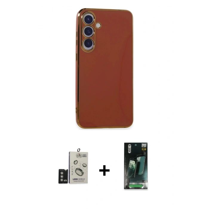 MARSİLYAN™- Galaxy S24 Kılıf Yankı Serisi - Siyah 360 Mat Full Body Arka Koruyucu + Bilvis Titan Kamera Lens - DNMR