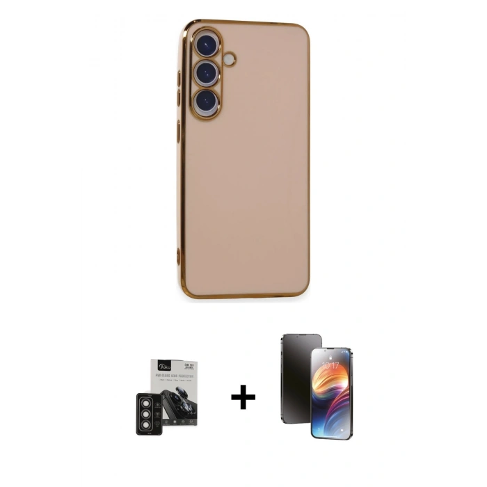 MARSİLYAN™- Galaxy S24 Kılıf Yankı Serisi - Siyah 3D Antistatik Mat Seramik Nano Ekran Koruyucu + PVD Metal Kamera Lens - TNGI