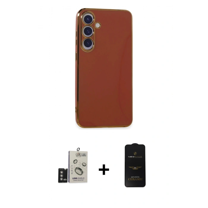 MARSİLYAN™- Galaxy S24 Kılıf Yankı Serisi - Siyah 6D Antistatik Mat Seramik Hayalet Nano Ekran Koruyucu + Bilvis Titan Kamera Lens - DNMR