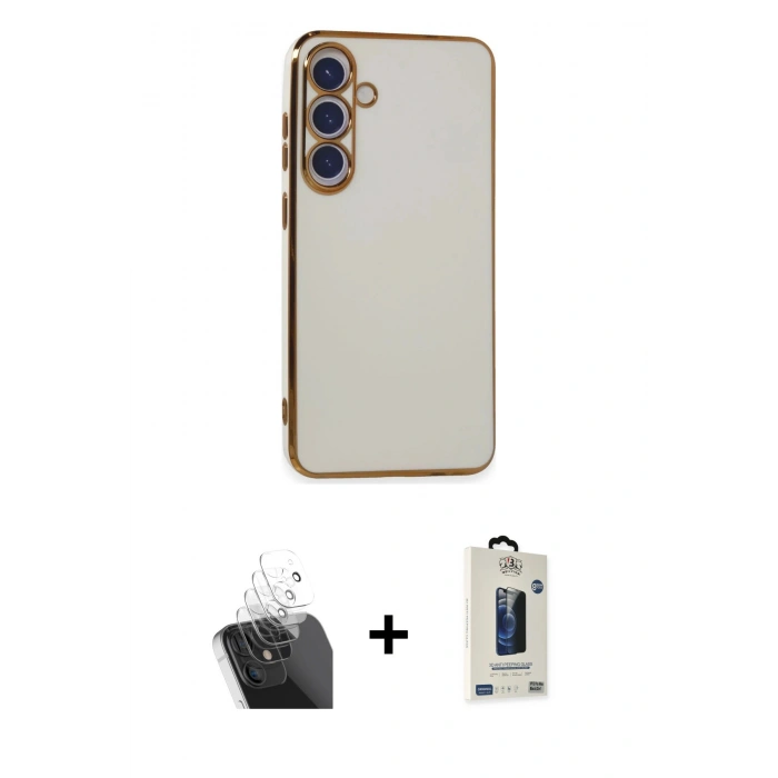 MARSİLYAN™- Galaxy S24 Kılıf Yankı Serisi - Siyah Bilvis Hayalet Cam Ekran Koruyucu + Kamera Lens Koruma Cam - SF
