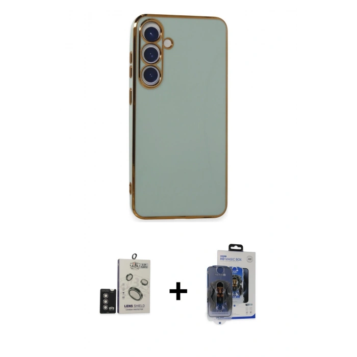 MARSİLYAN™- Galaxy S24 Kılıf Yankı Serisi - Siyah Vanessa Magic Cam + Bilvis Titan Kamera Lens - DNMR