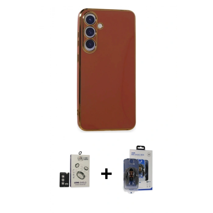 MARSİLYAN™- Galaxy S24 Kılıf Yankı Serisi - Siyah Vanessa Magic Cam + Bilvis Titan Kamera Lens - DNMR