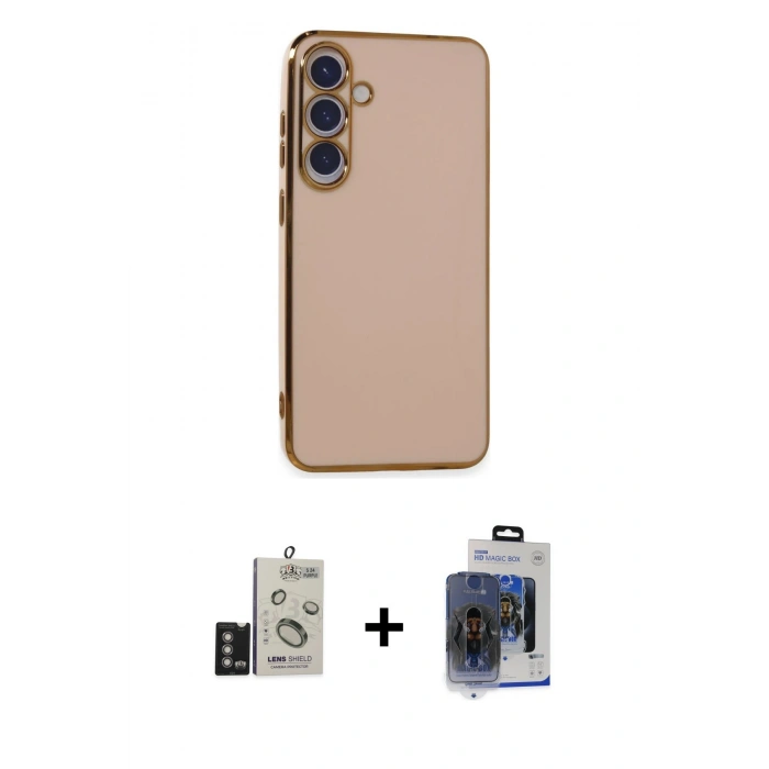 MARSİLYAN™- Galaxy S24 Kılıf Yankı Serisi - Siyah Vanessa Magic Cam + Bilvis Titan Kamera Lens - DNMR