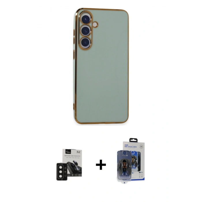 MARSİLYAN™- Galaxy S24 Kılıf Yankı Serisi - Siyah Vanessa Magic Cam + PVD Metal Kamera Lens - SH