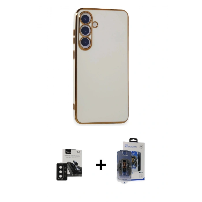 MARSİLYAN™- Galaxy S24 Kılıf Yankı Serisi - Siyah Vanessa Magic Cam + PVD Metal Kamera Lens - SH