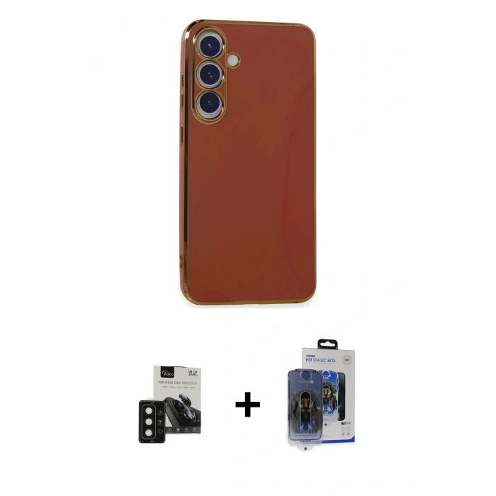 MARSİLYAN™- Galaxy S24 Kılıf Yankı Serisi - Siyah Vanessa Magic Cam + PVD Metal Kamera Lens - SH