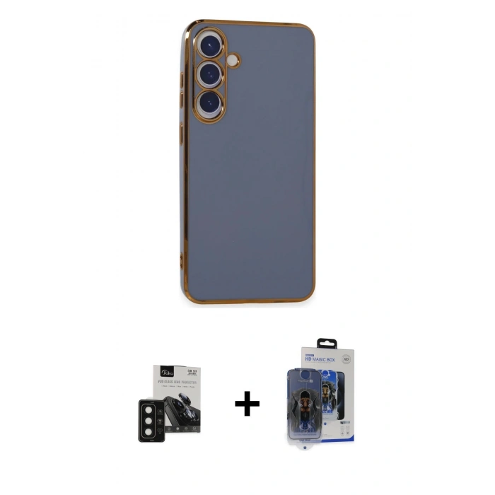 MARSİLYAN™- Galaxy S24 Kılıf Yankı Serisi - Siyah Vanessa Magic Cam + PVD Metal Kamera Lens - SH