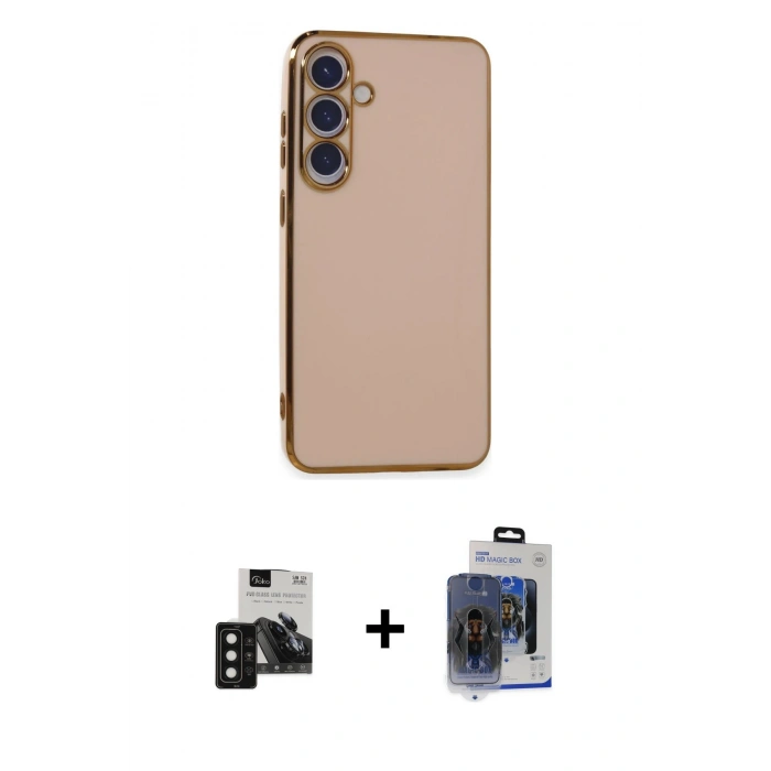 MARSİLYAN™- Galaxy S24 Kılıf Yankı Serisi - Siyah Vanessa Magic Cam + PVD Metal Kamera Lens - SH