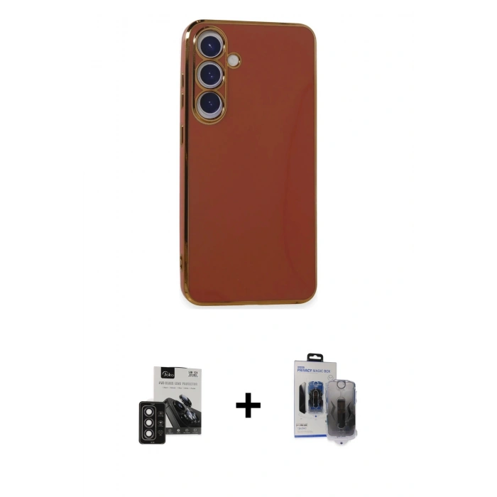 MARSİLYAN™- Galaxy S24 Kılıf Yankı Serisi - Siyah Vanessa Magic Hayalet Cam + PVD Metal Kamera Lens - DNMR