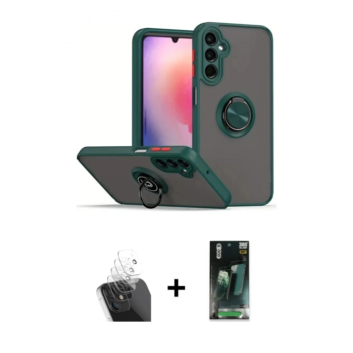 MARSİLYAN™- Galaxy S24 Kılıf Yörünge Çizgi - Şeffaf 360 Full Body Arka Koruyucu + Kamera Lens Koruma Cam - SF