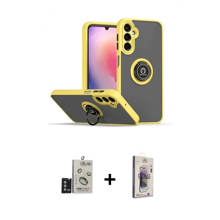 MARSİLYAN™- Galaxy S24 Kılıf Yörünge Çizgi - Siyah Bilvis 3D Cam Ekran Koruyucu + Bilvis Titan Kamera Lens - DNMR