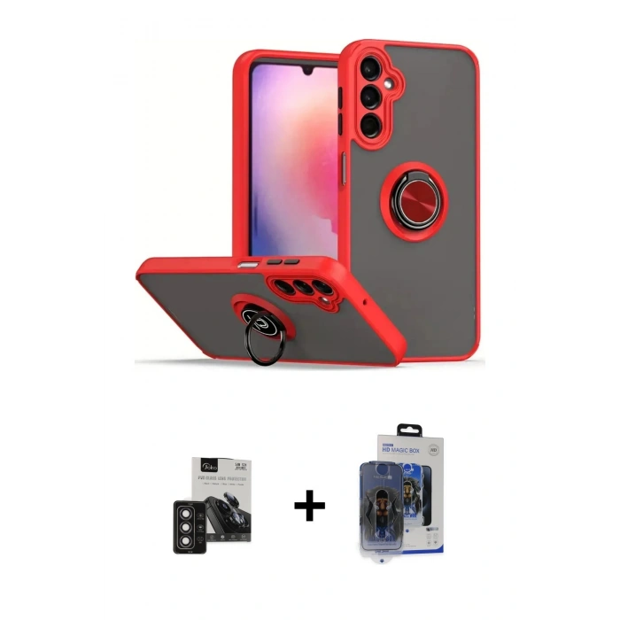 MARSİLYAN™- Galaxy S24 Kılıf Yörünge Çizgi - Siyah Vanessa Magic Cam + PVD Metal Kamera Lens - DNMR