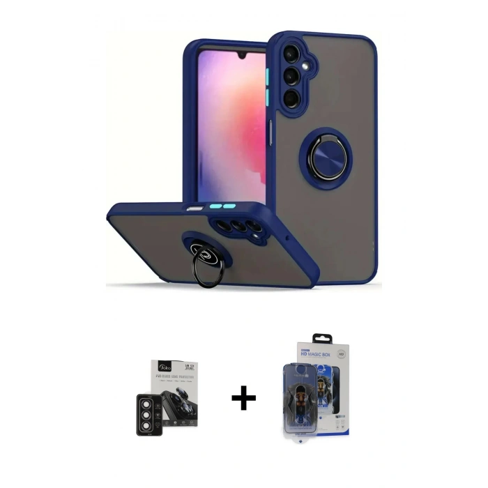 MARSİLYAN™- Galaxy S24 Kılıf Yörünge Çizgi - Siyah Vanessa Magic Cam + PVD Metal Kamera Lens - DNMR