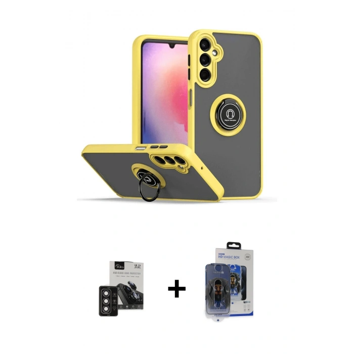 MARSİLYAN™- Galaxy S24 Kılıf Yörünge Çizgi - Siyah Vanessa Magic Cam + PVD Metal Kamera Lens - DNMR