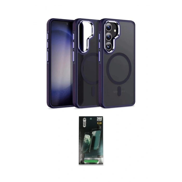 MARSİLYAN™- Galaxy S24 Kılıf Yörünge Klasik - Siyah 360 Mat Full Body Arka Koruyucu