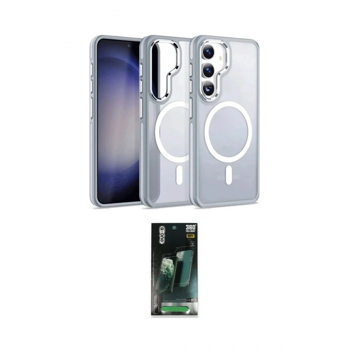 MARSİLYAN™- Galaxy S24 Kılıf Yörünge Klasik - Siyah 360 Mat Full Body Arka Koruyucu
