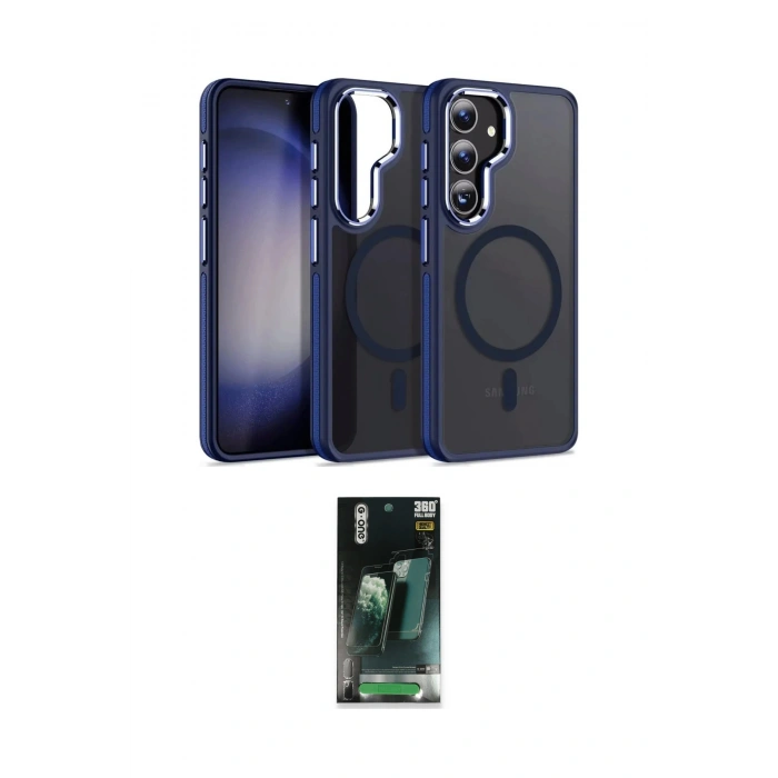 MARSİLYAN™- Galaxy S24 Kılıf Yörünge Klasik - Siyah 360 Mat Full Body Arka Koruyucu