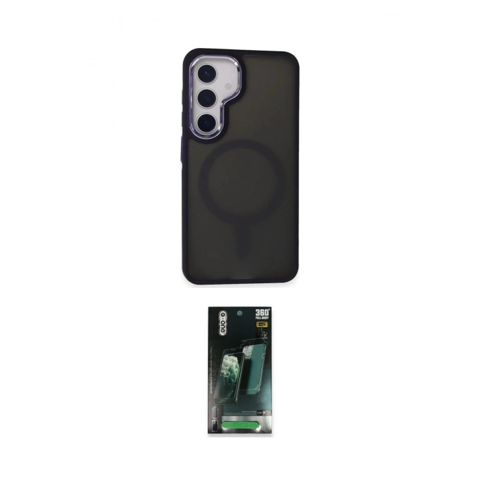MARSİLYAN™- Galaxy S24 Kılıf Yörünge Klasik - Siyah 360 Mat Full Body Arka Koruyucu