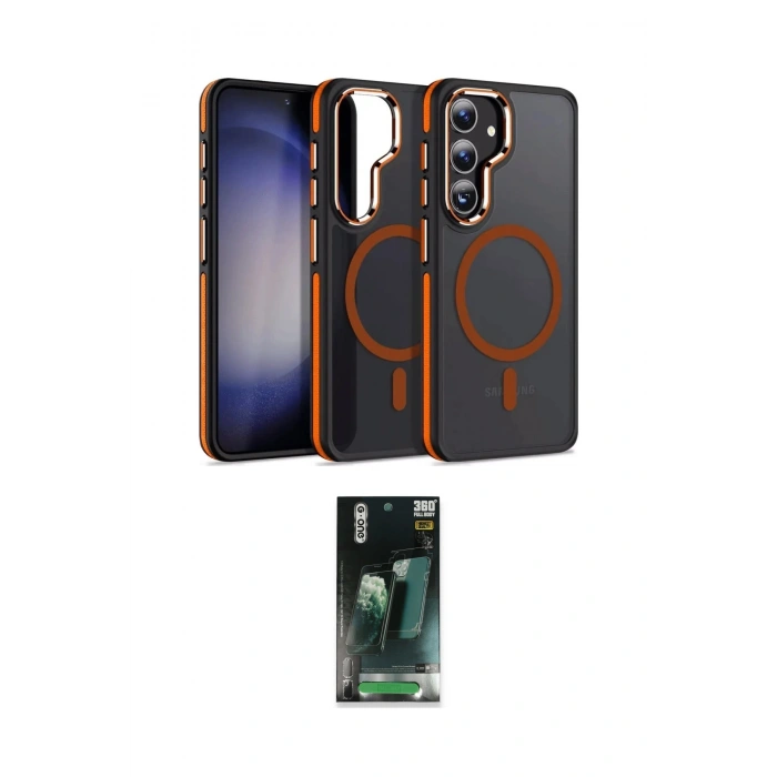 MARSİLYAN™- Galaxy S24 Kılıf Yörünge Klasik - Siyah 360 Mat Full Body Arka Koruyucu