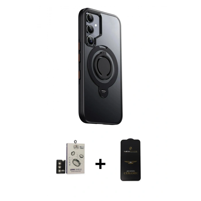 MARSİLYAN™- Galaxy S24 Kılıf Zirve Çizgi Prime - Siyah 6D Antistatik Mat Seramik Hayalet Nano Ekran Koruyucu + Bilvis Titan Kamera Lens - GD