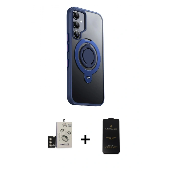 MARSİLYAN™- Galaxy S24 Kılıf Zirve Çizgi Prime - Siyah 6D Antistatik Mat Seramik Hayalet Nano Ekran Koruyucu + Bilvis Titan Kamera Lens - GD