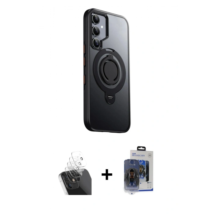 MARSİLYAN™- Galaxy S24 Kılıf Zirve Çizgi Prime - Siyah Vanessa Magic Cam + Kamera Lens Koruma Cam - SF