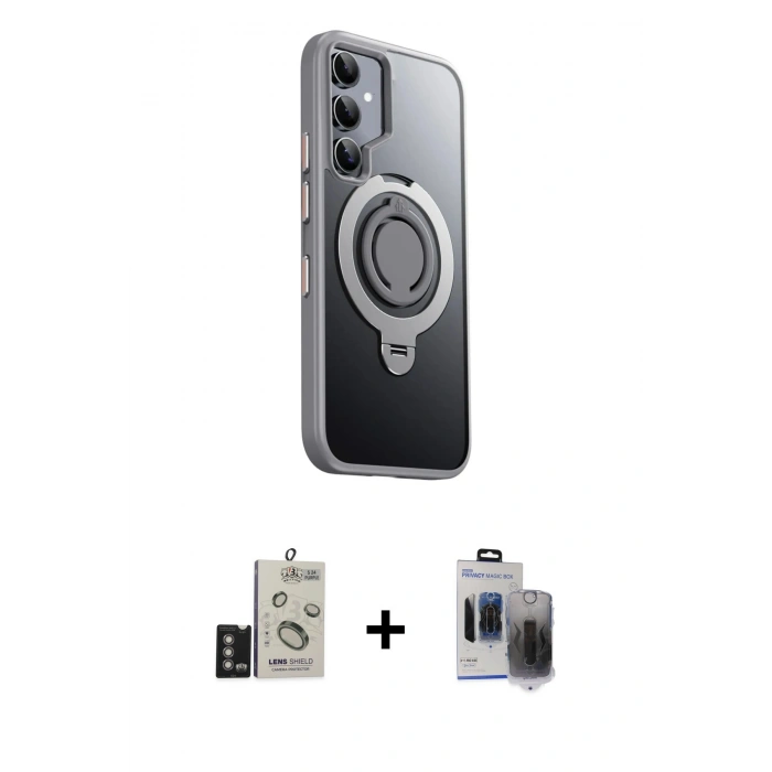 MARSİLYAN™- Galaxy S24 Kılıf Zirve Çizgi Prime - Siyah Vanessa Magic Hayalet Cam + Bilvis Titan Kamera Lens - DNMR
