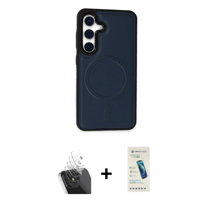 MARSİLYAN™- Galaxy S24 Kılıf Zirve Işık Serisi - Şeffaf Pasifik Cam Ekran Koruyucu + Kamera Lens Koruma Cam - SF