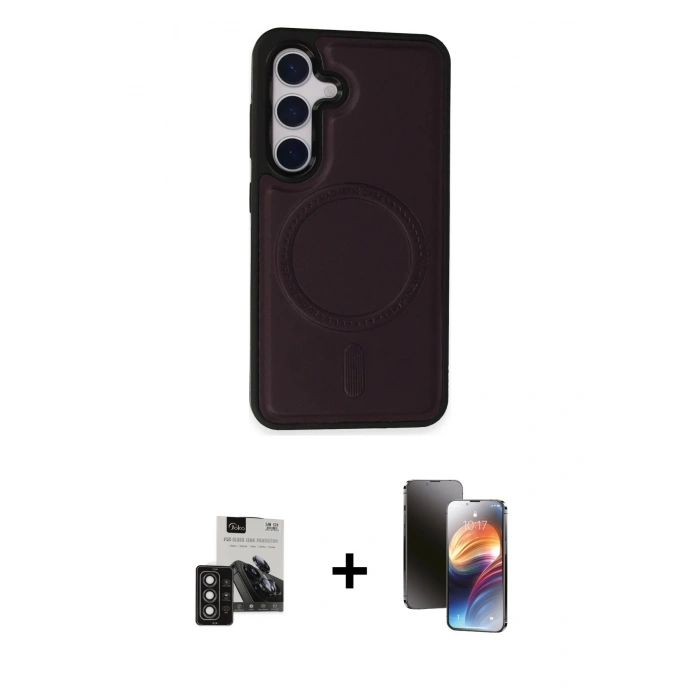 MARSİLYAN™- Galaxy S24 Kılıf Zirve Işık Serisi - Siyah 3D Antistatik Mat Seramik Nano Ekran Koruyucu + PVD Metal Kamera Lens - DNMR